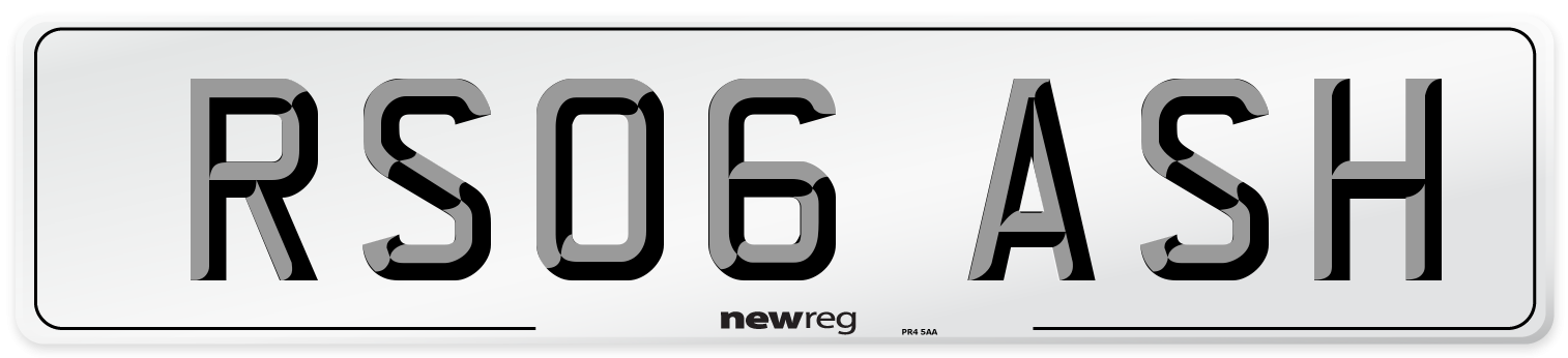 RS06 ASH Number Plate from New Reg